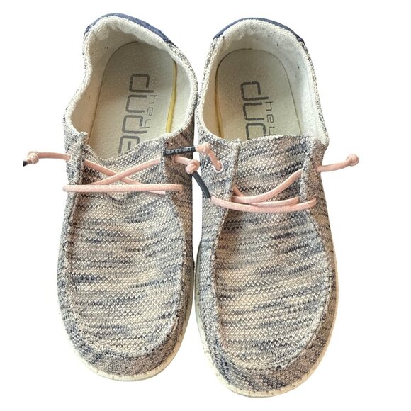 Hey Dudes Slip on shoes women’s size 7 like new good flats pink blue - Picture 1 of 8